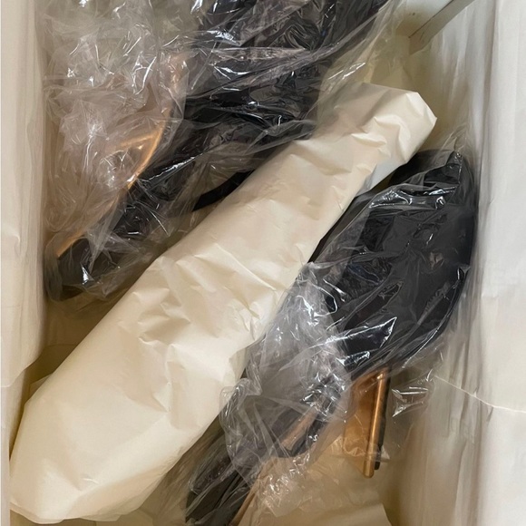 Fendi First 95mm Leather Metallic-Heel Slide Sandals - Picture 4 of 6